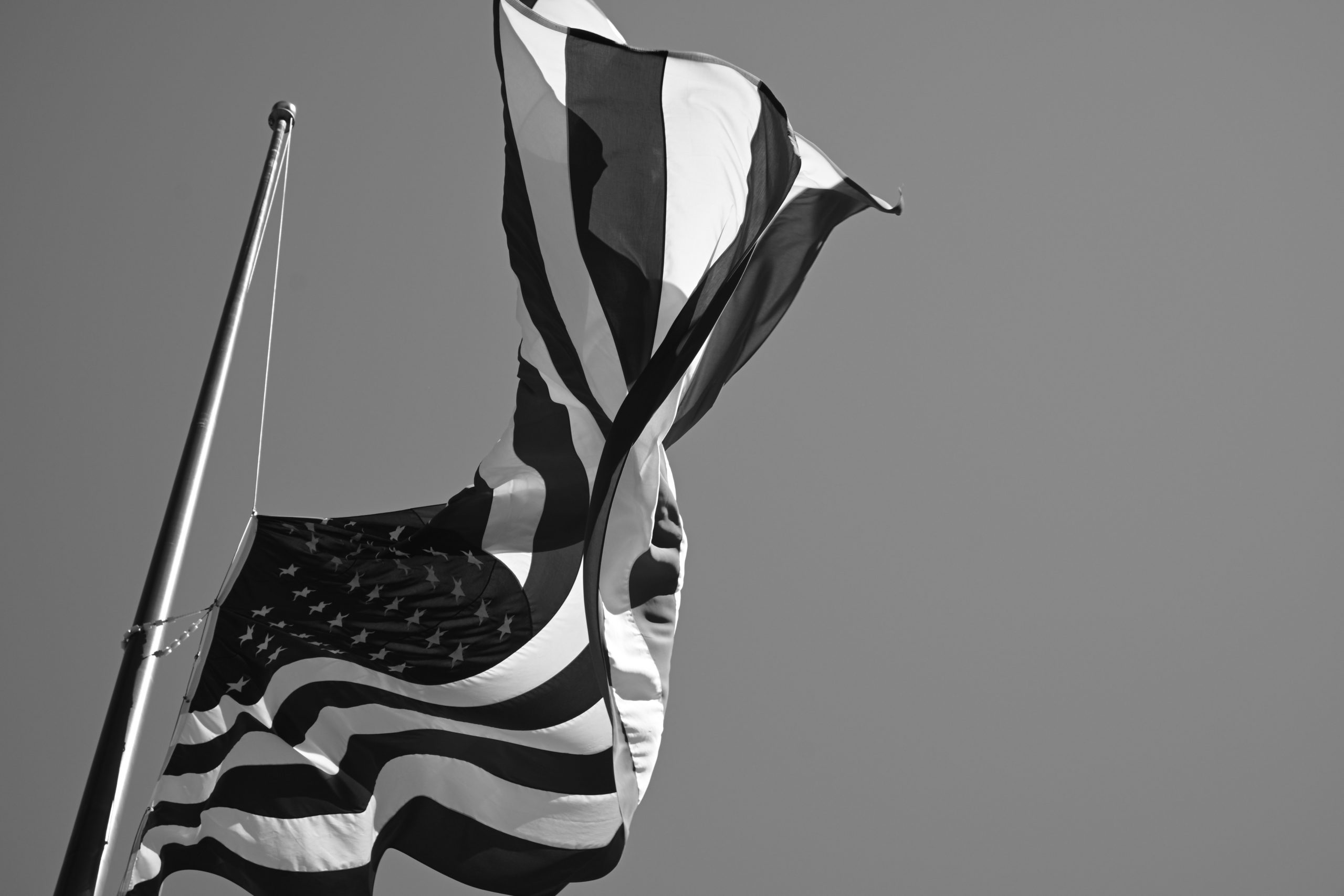 american flag black and white